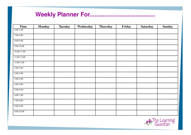 Blank Revision Timetable Template New Online Weekly Calendar Bismi Margarethaydon Com