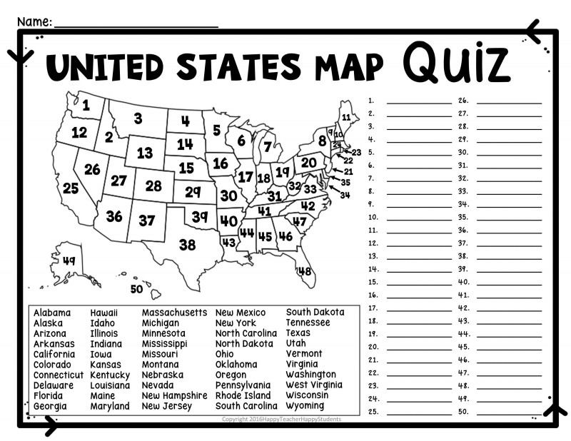 Blank Template Of the United States Awesome Printable Us State Map Blank Blank Us Map Quiz Printable at
