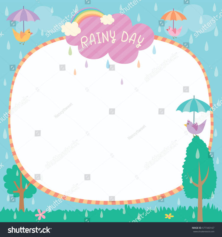 Blank Umbrella Template Awesome Illustration Vector Cute Rainy Day Background Stock Vector
