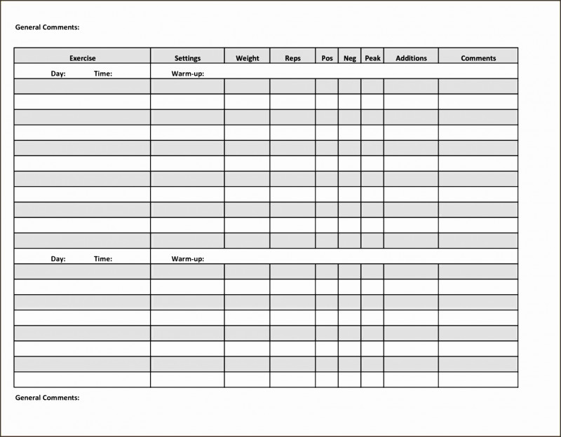Blank Workout Schedule Template New 9 Personal Work Log Template Sampletemplatess