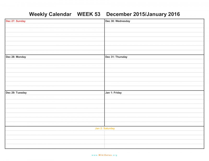 Full Page Blank Calendar Template Awesome Printable Blank Weekly ...