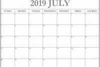 Full Page Blank Calendar Template Unique Editable July 2019 Calendar Printable Blank Template with Notes