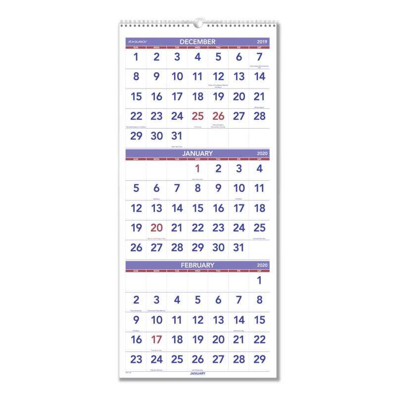 Month at A Glance Blank Calendar Template New Vertical format Three Month Reference Wall Calendar 12 X 27