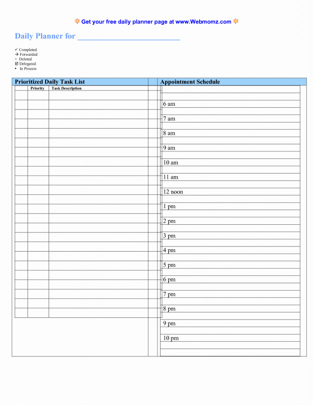 Printable Blank Daily Schedule Template Unique 40 Printable Daily Planner Template Markmeckler Template