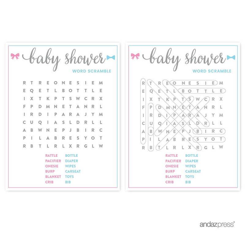 Baby Shower Bottle Labels Template New andaz Press Team Pink Team Blue Gender Reveal Baby Shower Collection Word Search Game Cards Activity 20 Pack