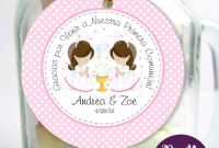 Baby Shower Label Template for Favors New Spanish Editable Etiqueta Primera Comunion Dos Nia±as Twins Thank You Stickers Labels Party Favor Tag Stickers Com1 E182