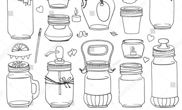 Canning Jar Labels Template Awesome Mason Jars Setweddingromantic Hand Drawing Doodle Stock