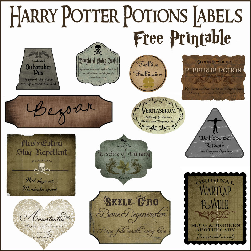Diy Water Bottle Label Template Awesome Hogwarts Potion Bar Lightning Cosplay