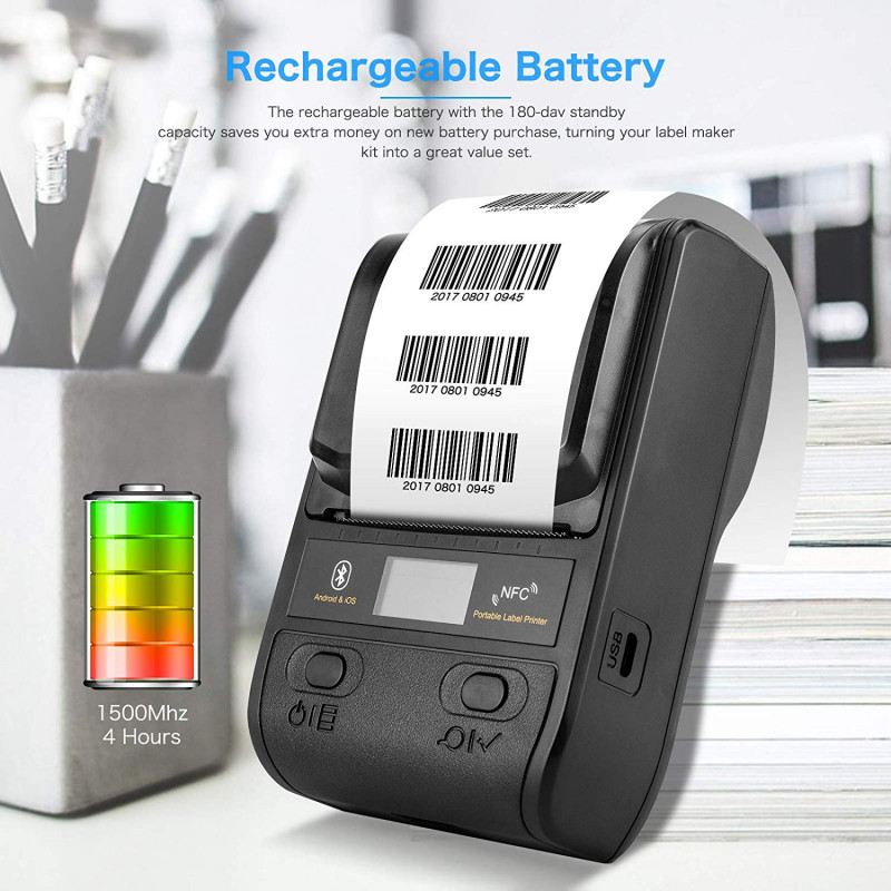 Package Address Label Template Unique Netum Label Printer Portable Bluetooth thermal Label Maker with Rechargeable Battery Apply to Labeling Shipping Office Cable Retail Barcode and