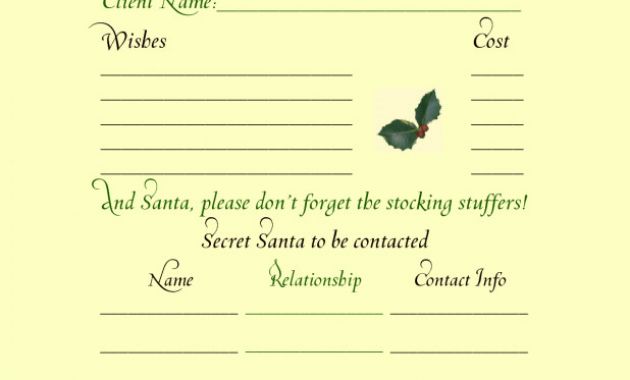 Secret Santa Label Template Awesome Secret Santa Christmas Wish List Template Labontemty Com