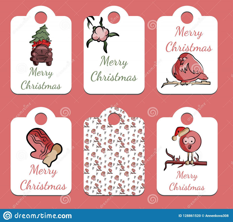 Sticker Label Printing Template Unique Set Of Christmas Tags In Vector Stock Vector Illustration