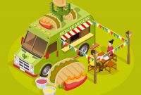 Food Truck Menu Template New Mexican Food Truck isometric Advertisement Poster Download