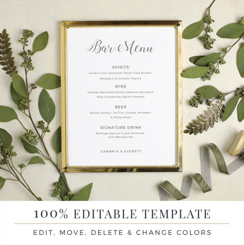 Free Wedding Menu Template for Word Unique Wedding Bar Menu Template Editable Bar Menu Printable Word or Pages Mac or Pc Grecian Greek Inspired Greece Instant Download