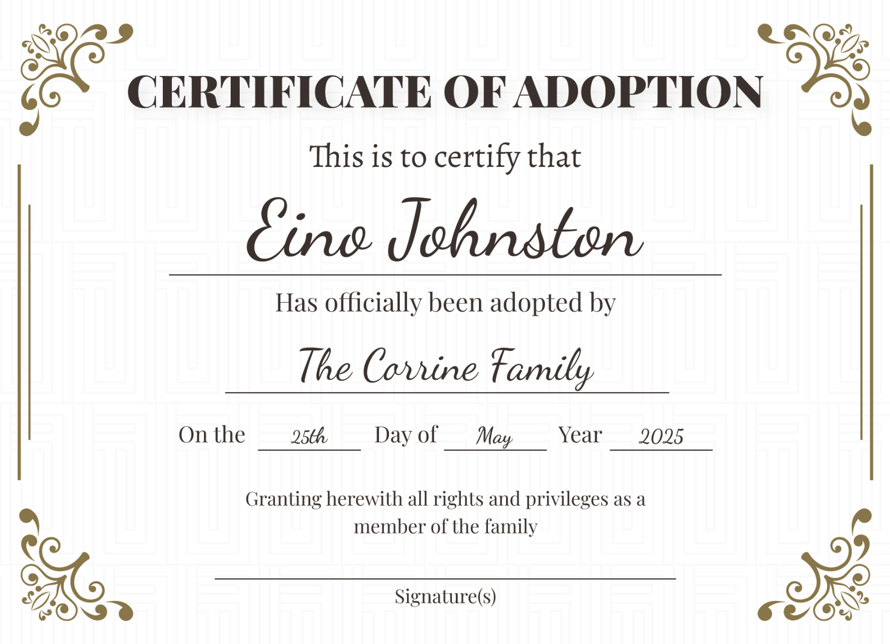 Adoption Certificate Free Google Docs Template - gdoc