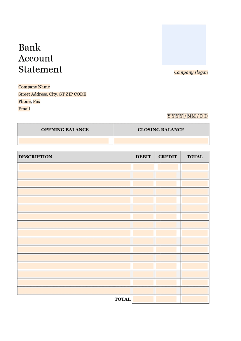 Bank statement template  ONLYOFFICE