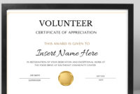 Volunteer Of The Year Certificate Template