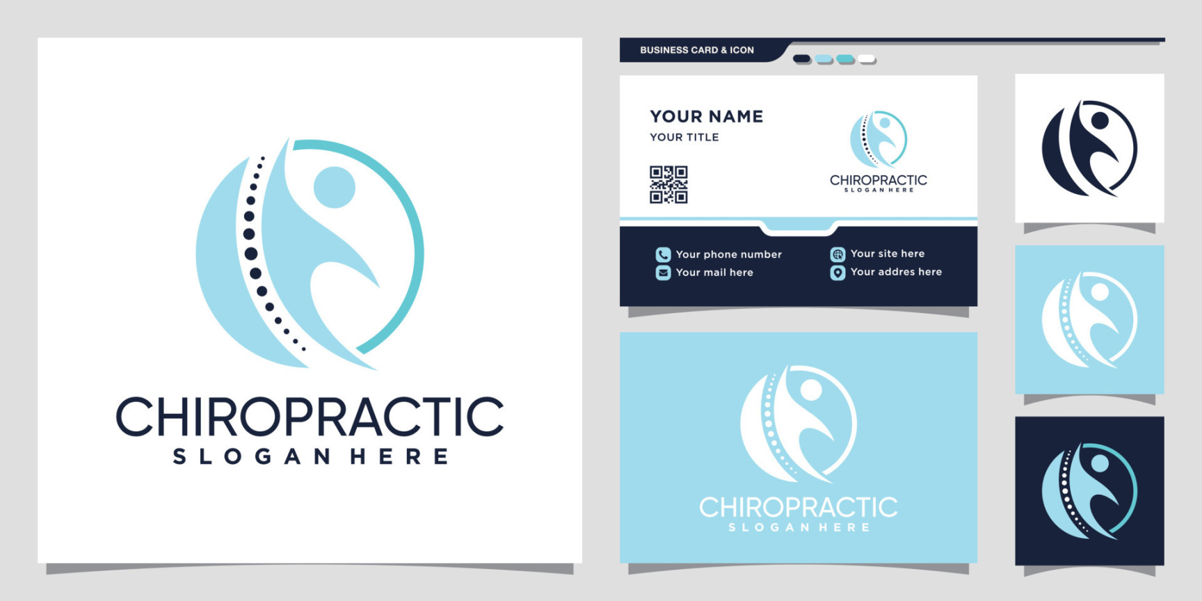 Chiropractic logo design template with business card design