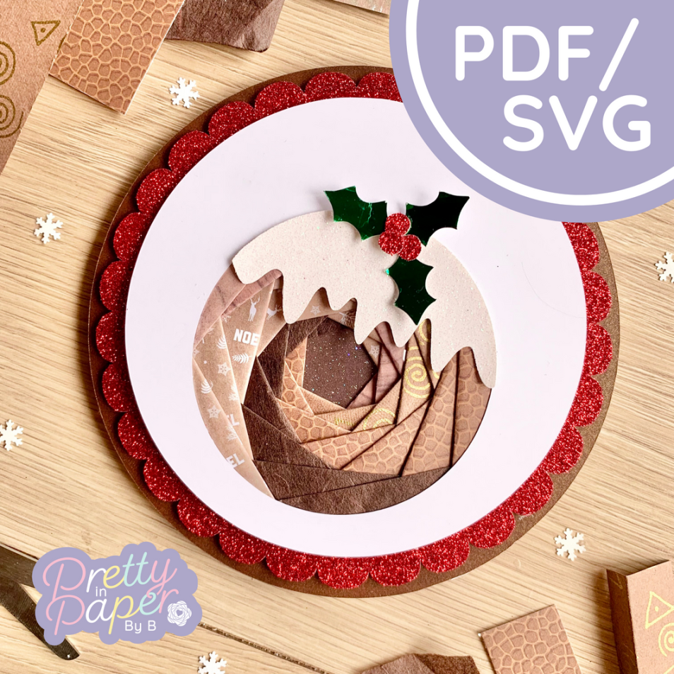 Christmas Pudding Iris Folding Pattern  Cake Printable PDF