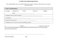 Credit Card On File Authorization Form