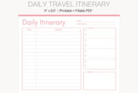 Blank Trip Itinerary Template