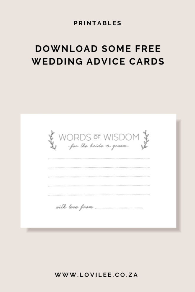 Download your free wedding advice cards printable  Lovilee Blog