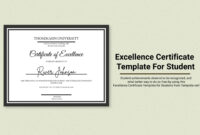 Certificate Of Excellence Template – Microsoft Word