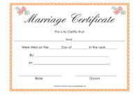 Blank Marriage Certificate Template: A Formal Document For Marriage Registration