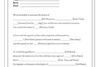 A Formal Template For Completing An Obituary