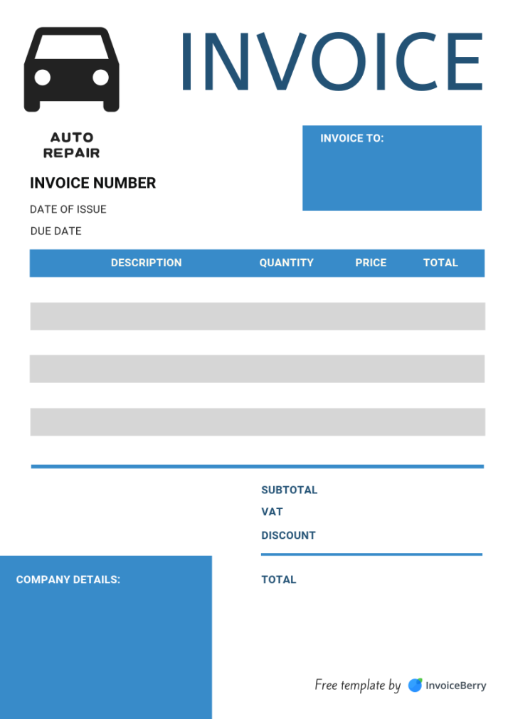 Free Auto Repair Invoice Template Sample # Download  InvoiceBerry