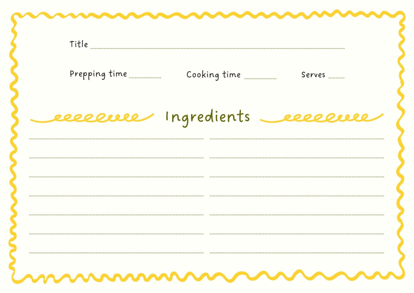 Free, custom printable recipe card templates online  Canva