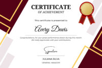 Exemplary Performance Certificate Template