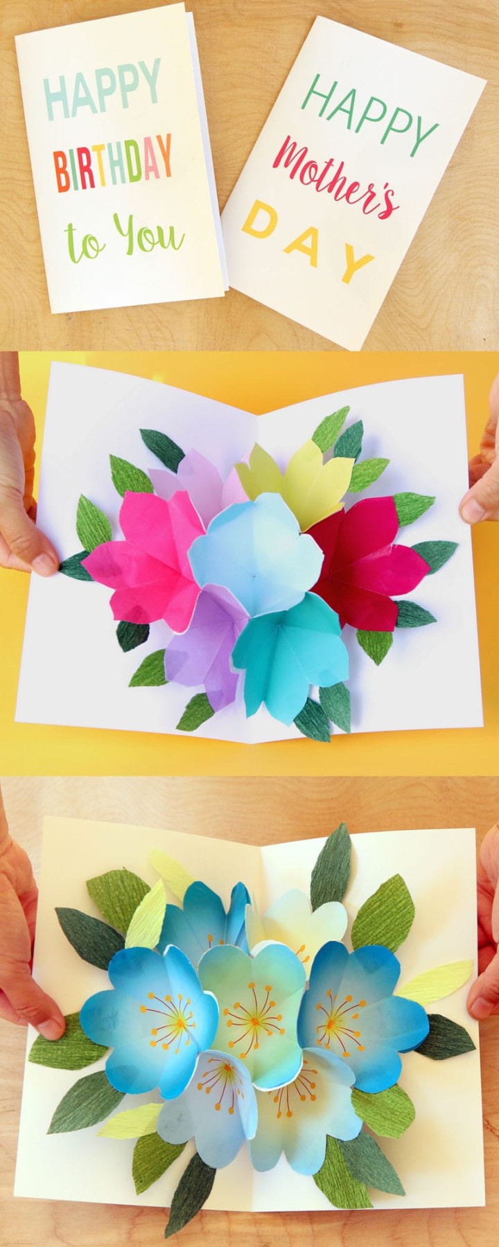 Free Printable Happy Birthday Card with Pop Up Bouquet - A Piece