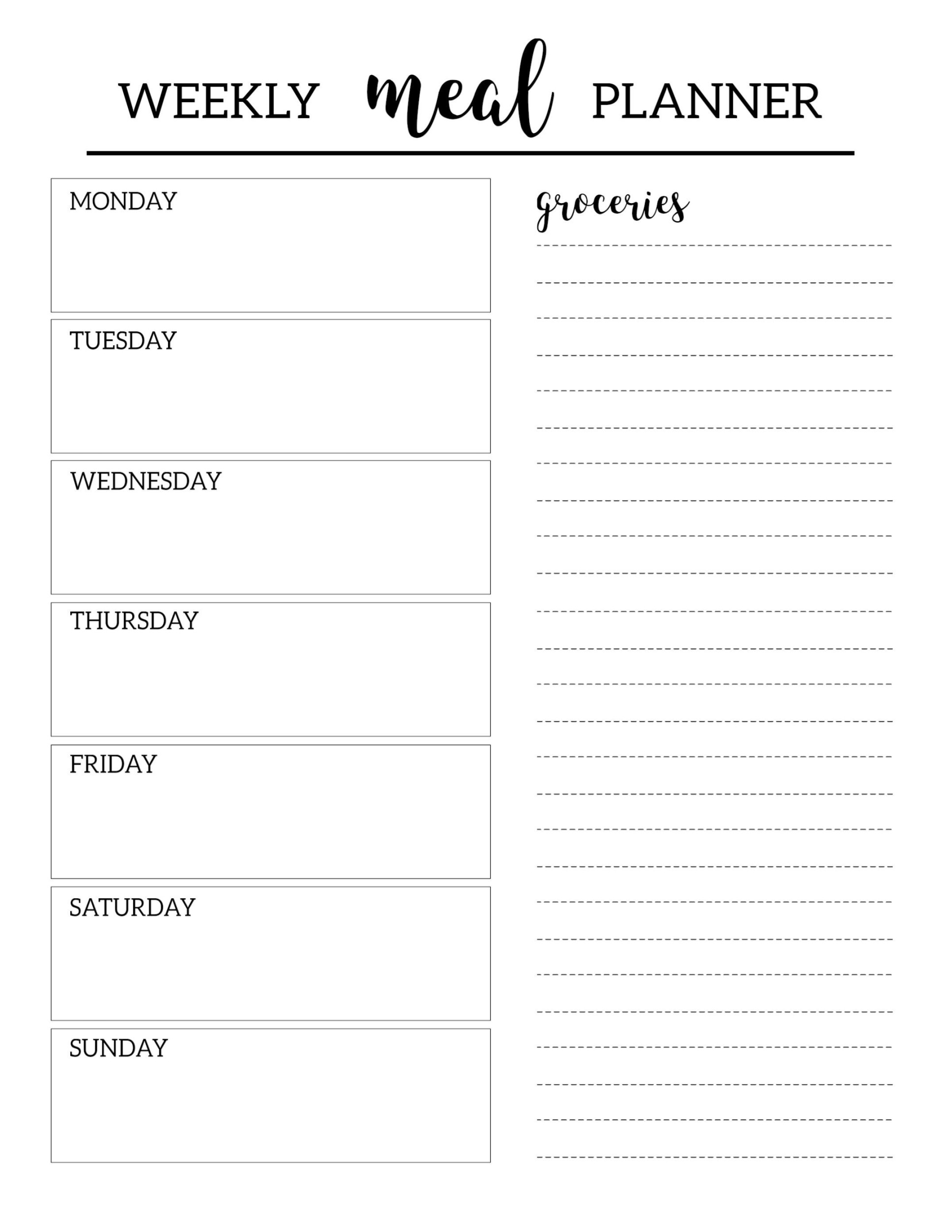 Free Printable Meal Planner Template - Paper Trail Design