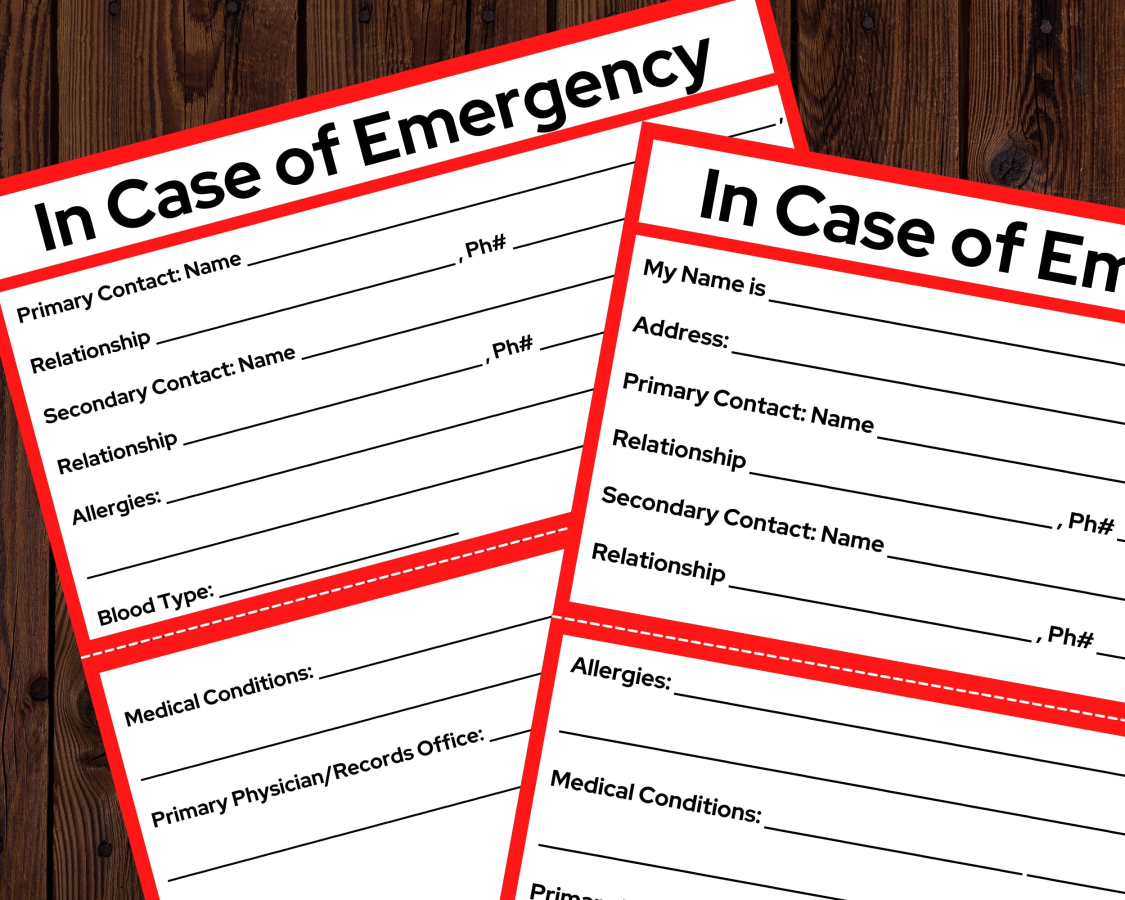 In Case of Emergency Card Printable, ICE Card, Printable Medical