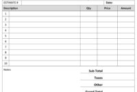 Blank Estimate Form Template