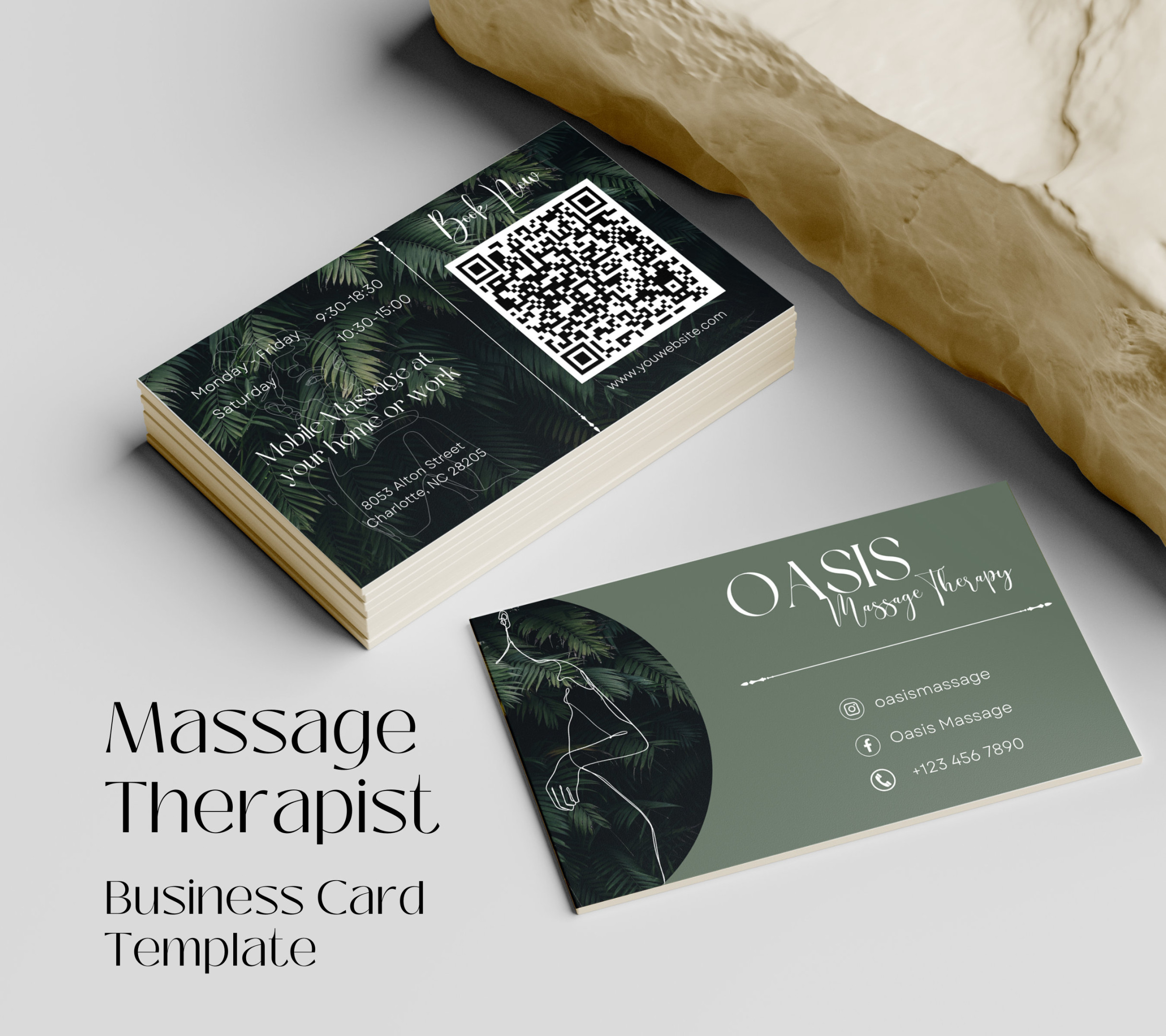 Massage Therapist Business Card I Printable Business Card Massage