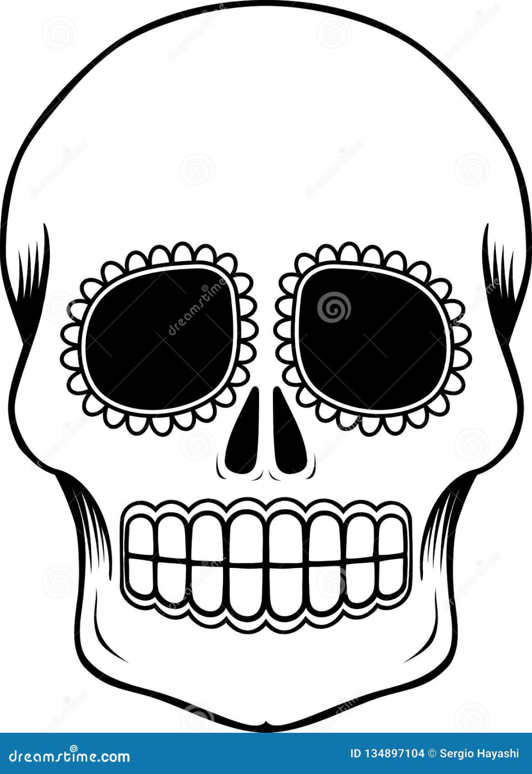 Mexican Sugar Skull Template Stock Vector - Illustration of