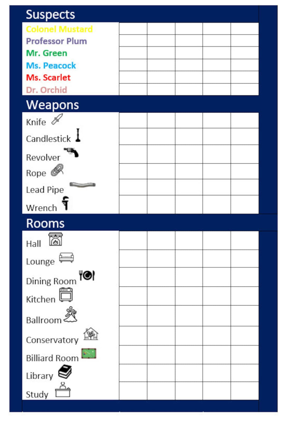 Printable Clue Score Card for the Pre-reader - Etsy