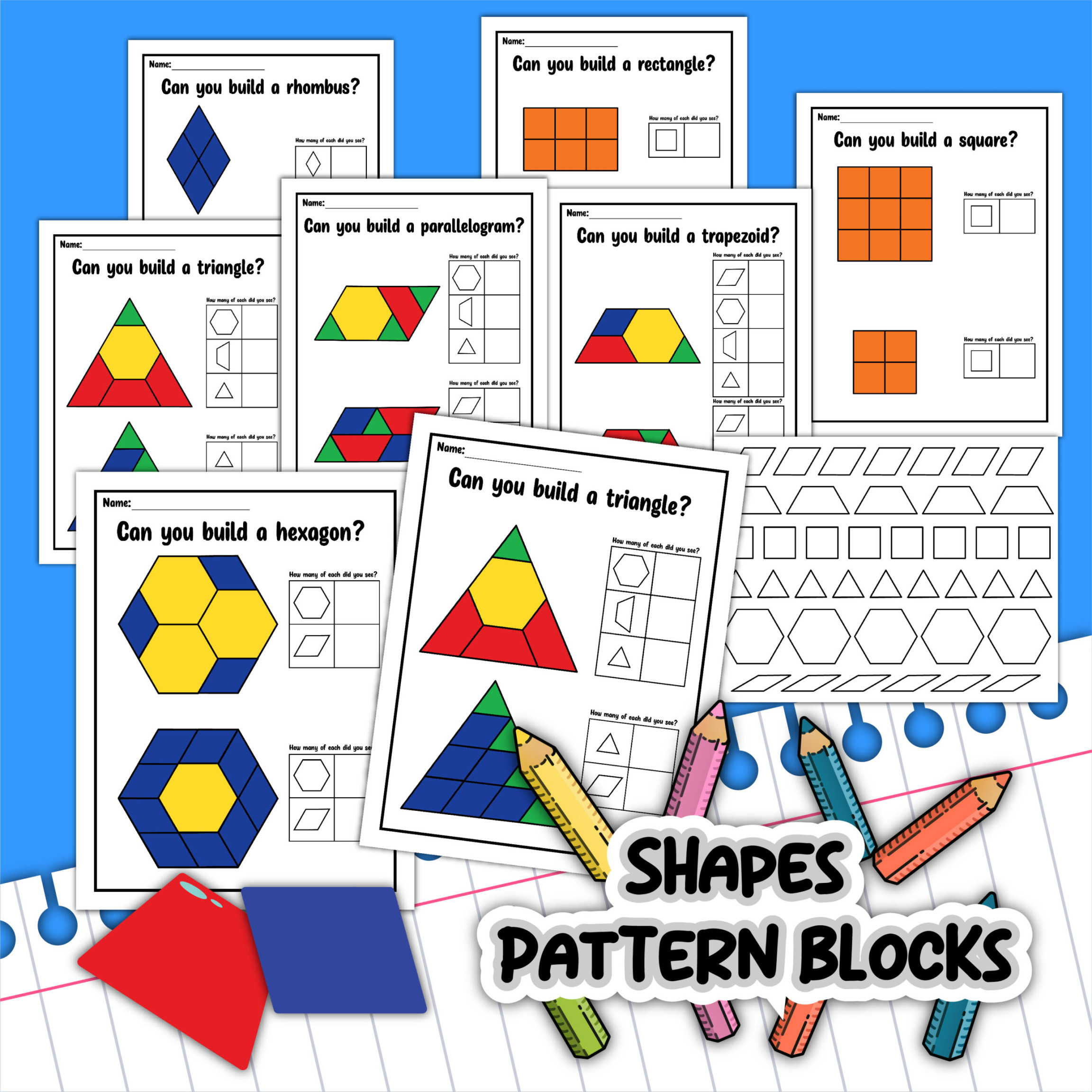 Printable Pattern Block Templates - Little Bins for Little Hands