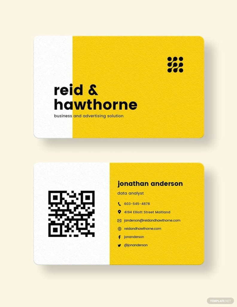 QR Code Business Card Template in PSD, Publisher, Pages