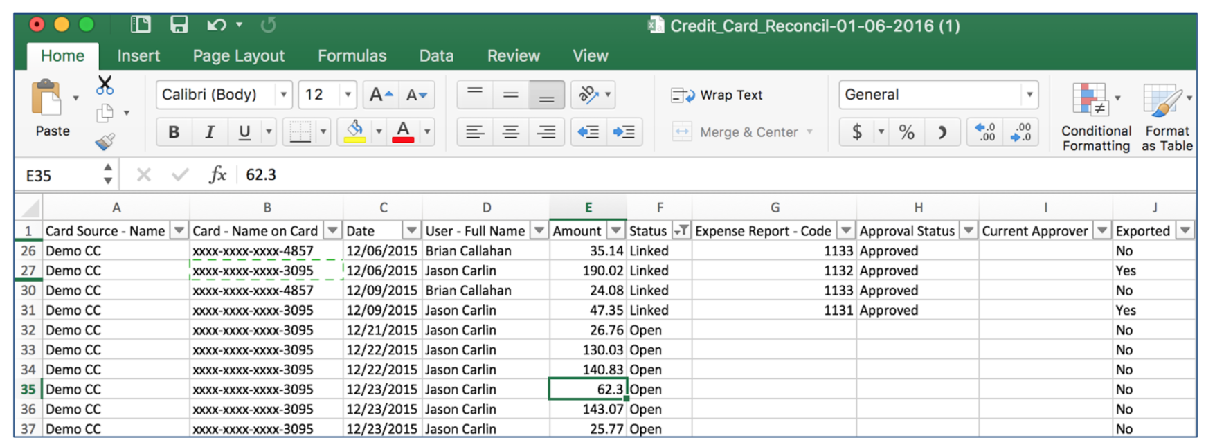 Reporting Template: Credit Card Reconciliation Report – Nexonia