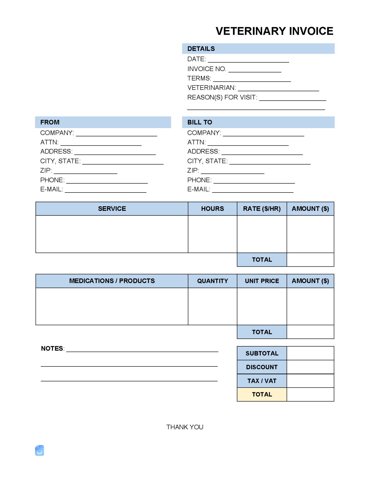 Veterinary Invoice Template  Invoice Maker