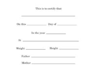 Template For A Simulated Birth Certificate