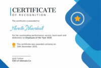 Sample Certificate Of Recognition Template For Outstanding Achievement