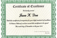 Award Of Excellence Certificate Template: A Formal Recognition Of Outstanding Achievement