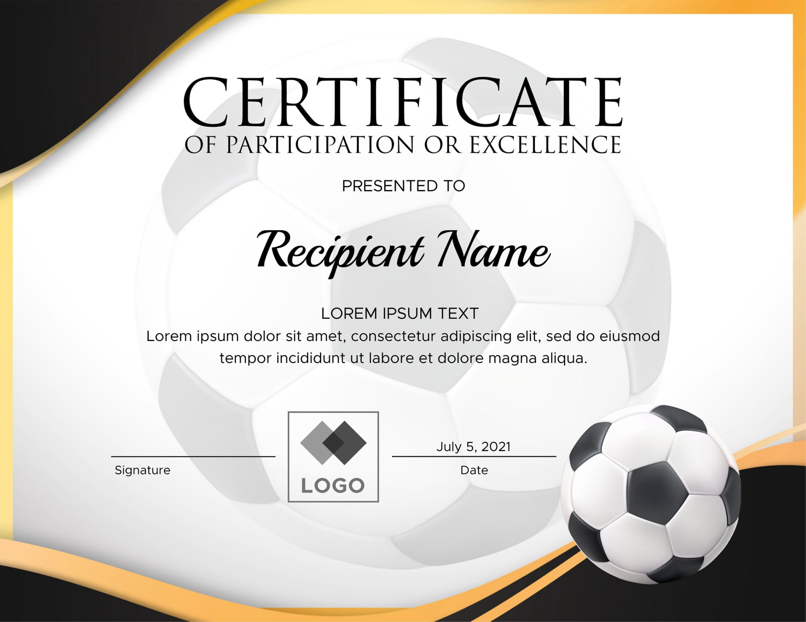 Editable Soccer Award Certificates. Customizable Soccer Certificate  Templates. Sports Award Certificates.