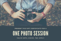 Complimentary Photography Session Gift Certificate