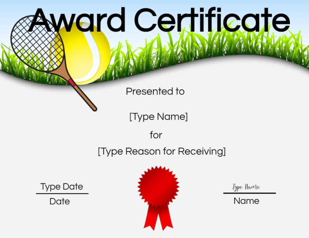 Free Tennis Certificates  Edit Online and Print at Home