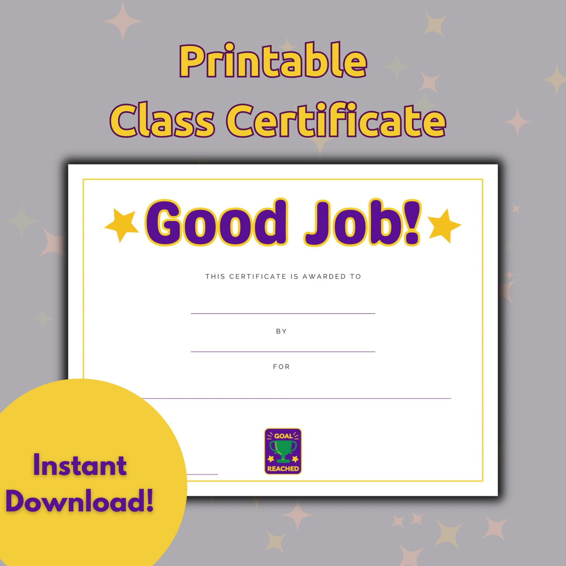 Printable Class Certificate, School Certificate of Achievement