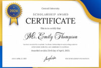 Scholarship Certificate Template Word: A Formal Design For Academic Achievement